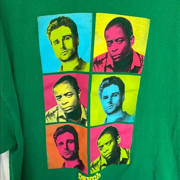 Psych Television Show Green Graphic T-Shirt - Picture 3 of 6